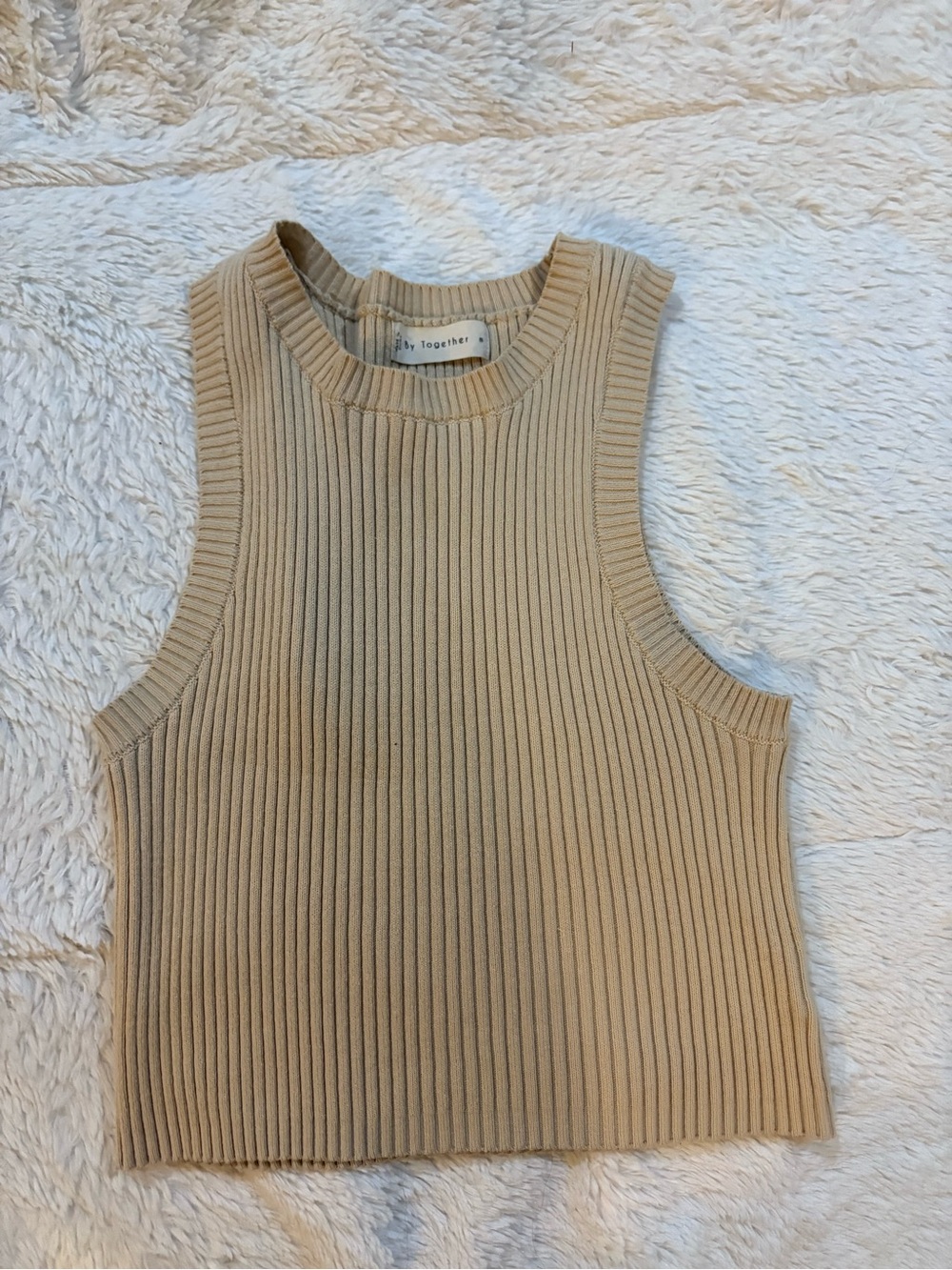 Together Ribbed Tan Knit Racerback Tank - M